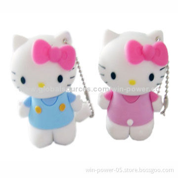 Cute USB Flash Drives, 3D PVC/Rubber Casing, 100-piece MQQ with Individual AccessoriesNew